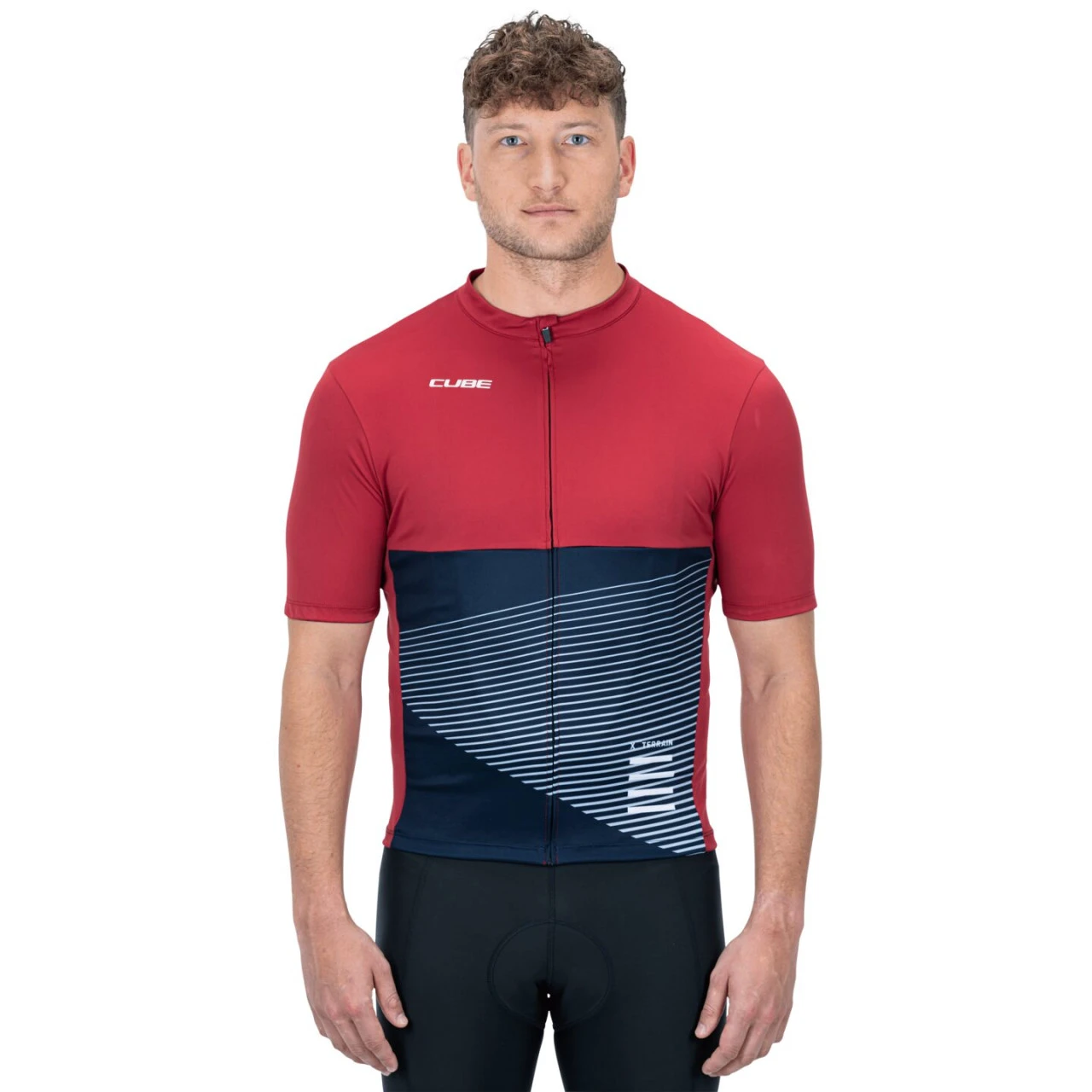 1. Tricou Ciclism CUBE ATX Jersey Full Zip Red