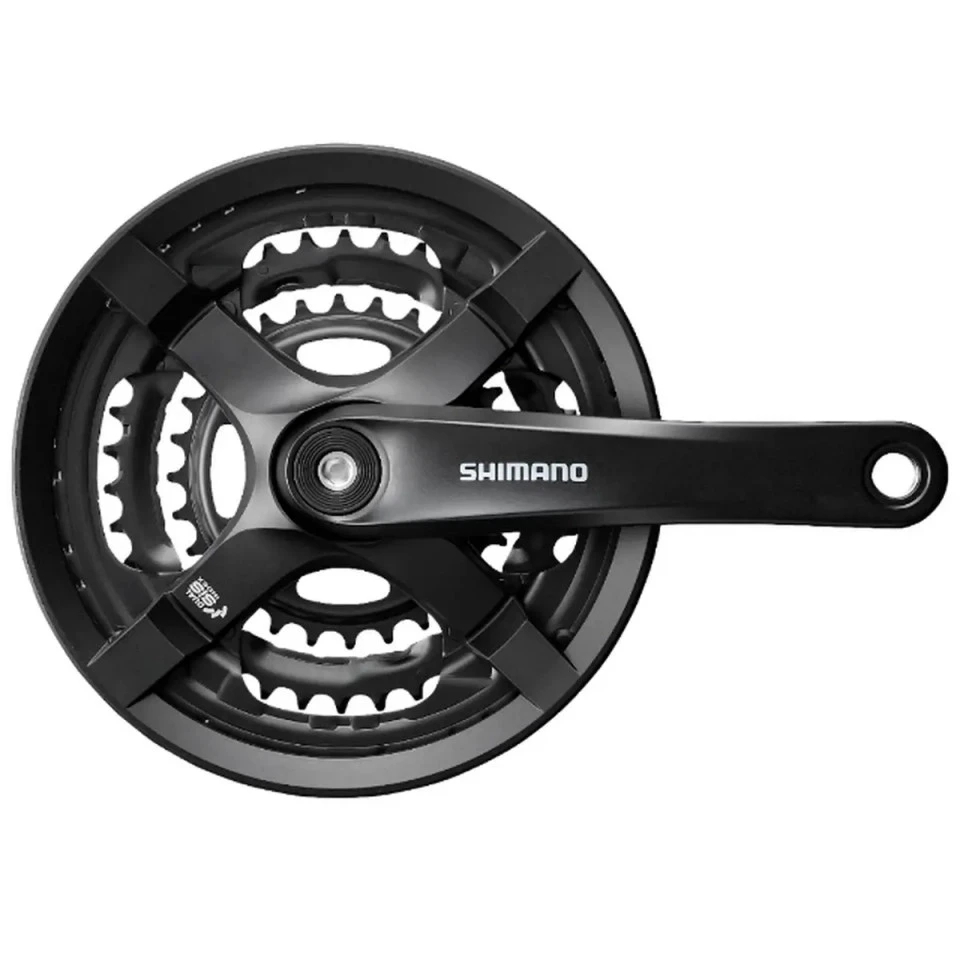 1. Angrenaj SHIMANO Tourney FC-TY501 Aparatoare Ax Patrat 3x8 V Brat 170mm Negru