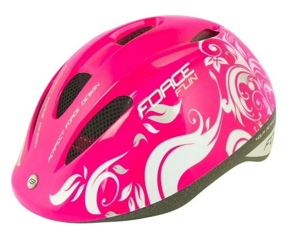 1. Casca copii Force FUN Flowers roz/alb/gri S (48-54 cm)