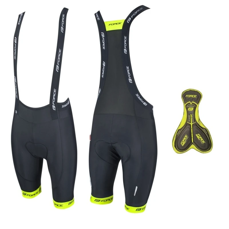 1. Pantaloni Scurti Force cu Bazon si Bretele B45 Negru/Fluo