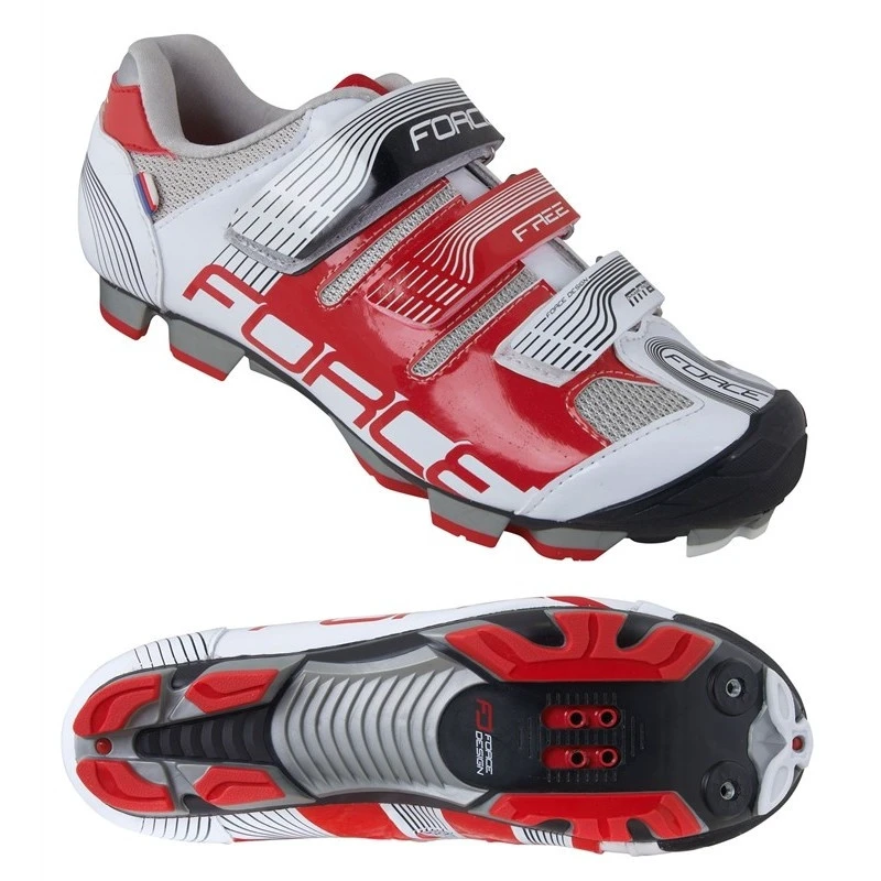 1. Pantofi Force Free MTB Alb/Rosu