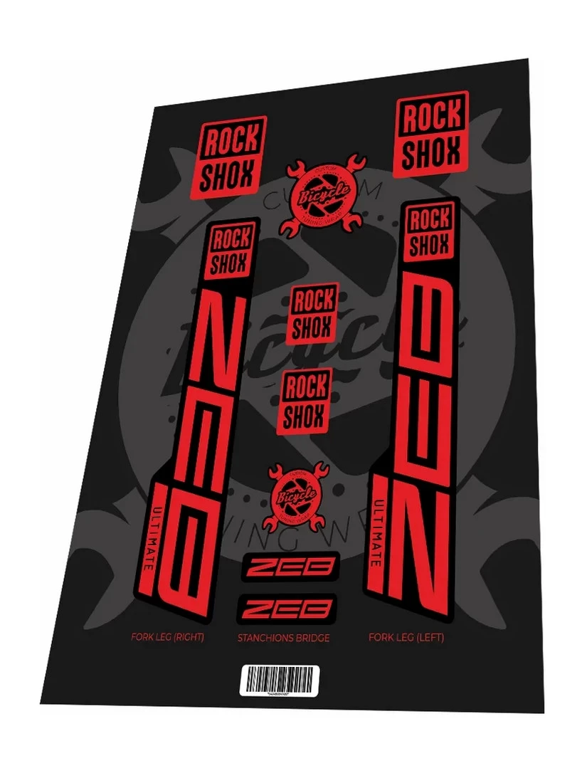 1. Set stickere adezive furca ROCKSHOX Zeb Ultimate 2022 Blood Red