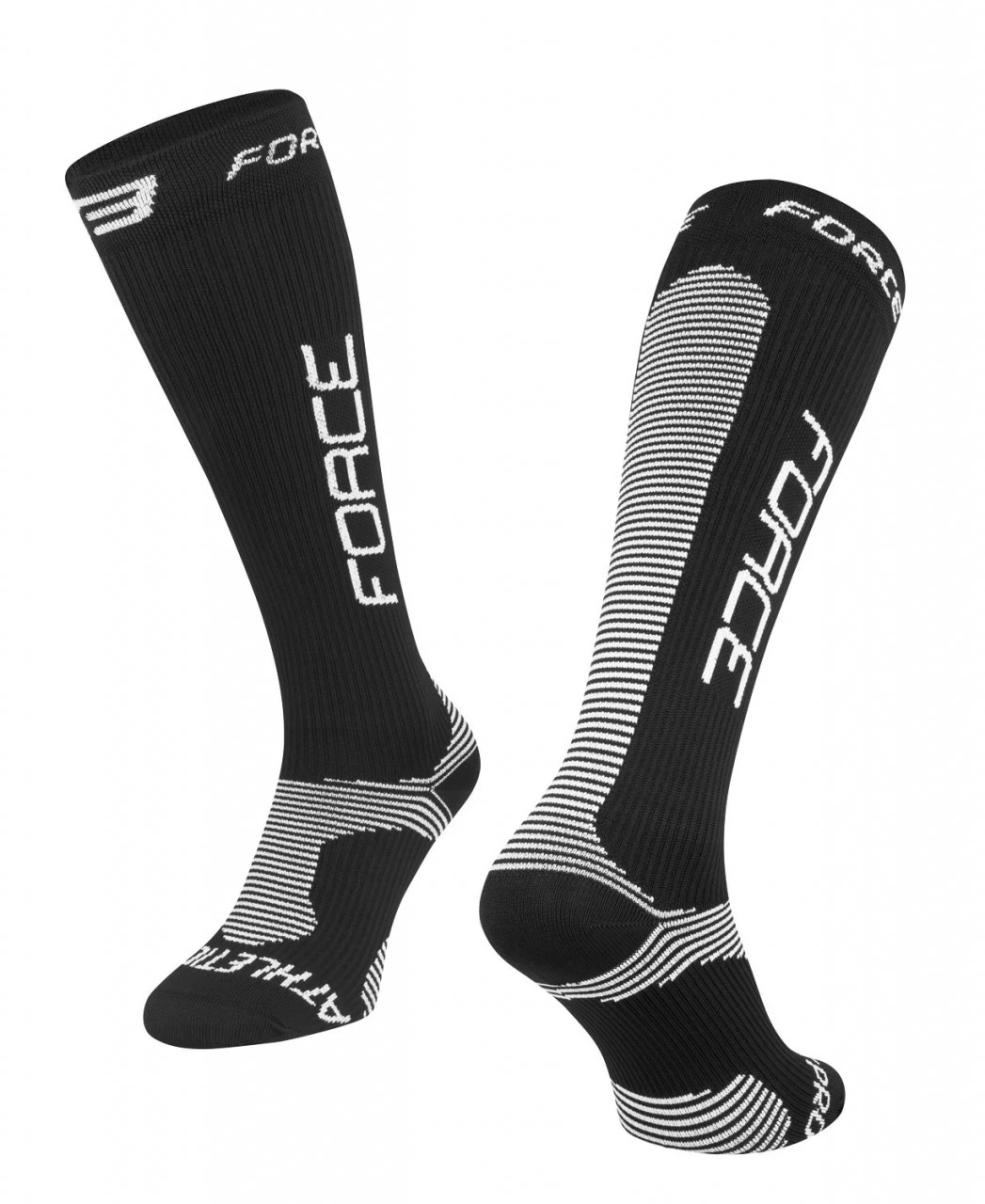 1. Sosete Force Athletic PRO Compress Negru/Alb L/XL