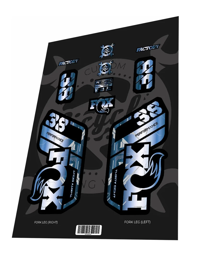 1. Stickere adezive furca FOX Performance 38 2022 Cyber Blue