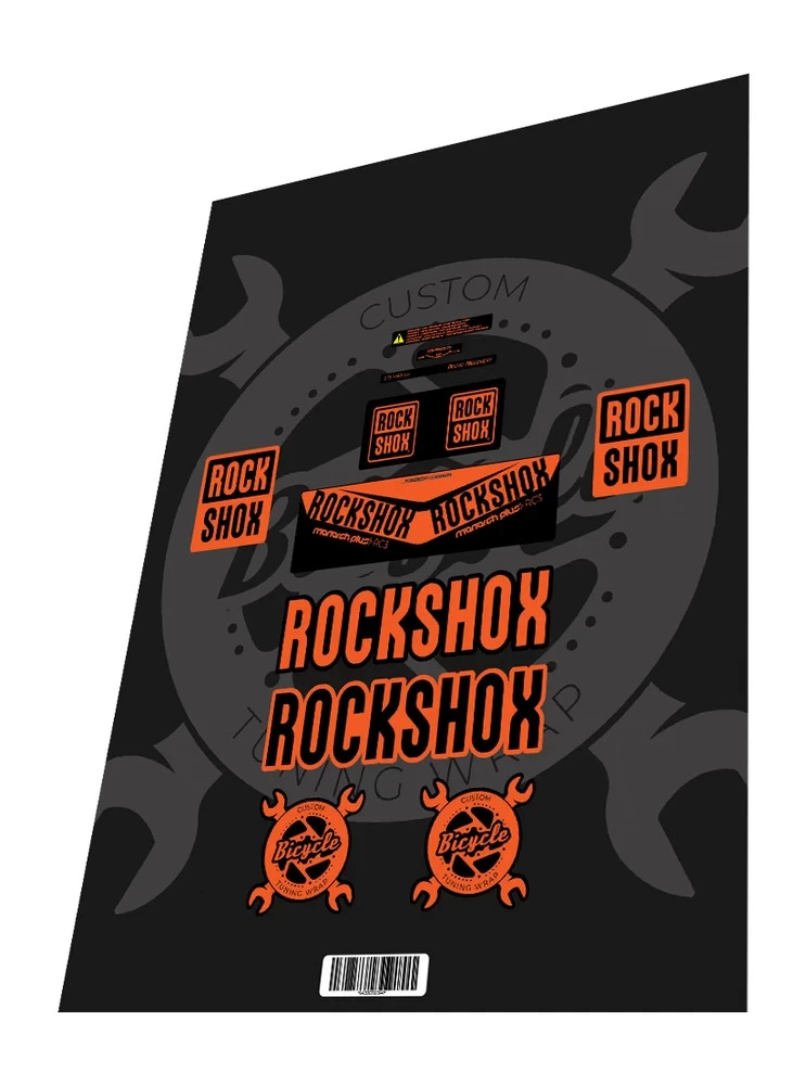 1. Stickere adezive furca Rockshox Monarch Plus RC3 Orange Black 2016