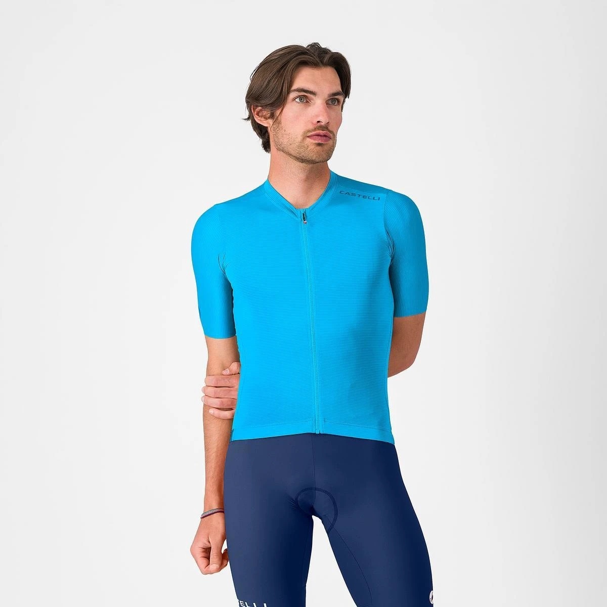 1. Tricou cu maneca scurta Castelli Espresso 2, pentru barbati, albastru neon XL