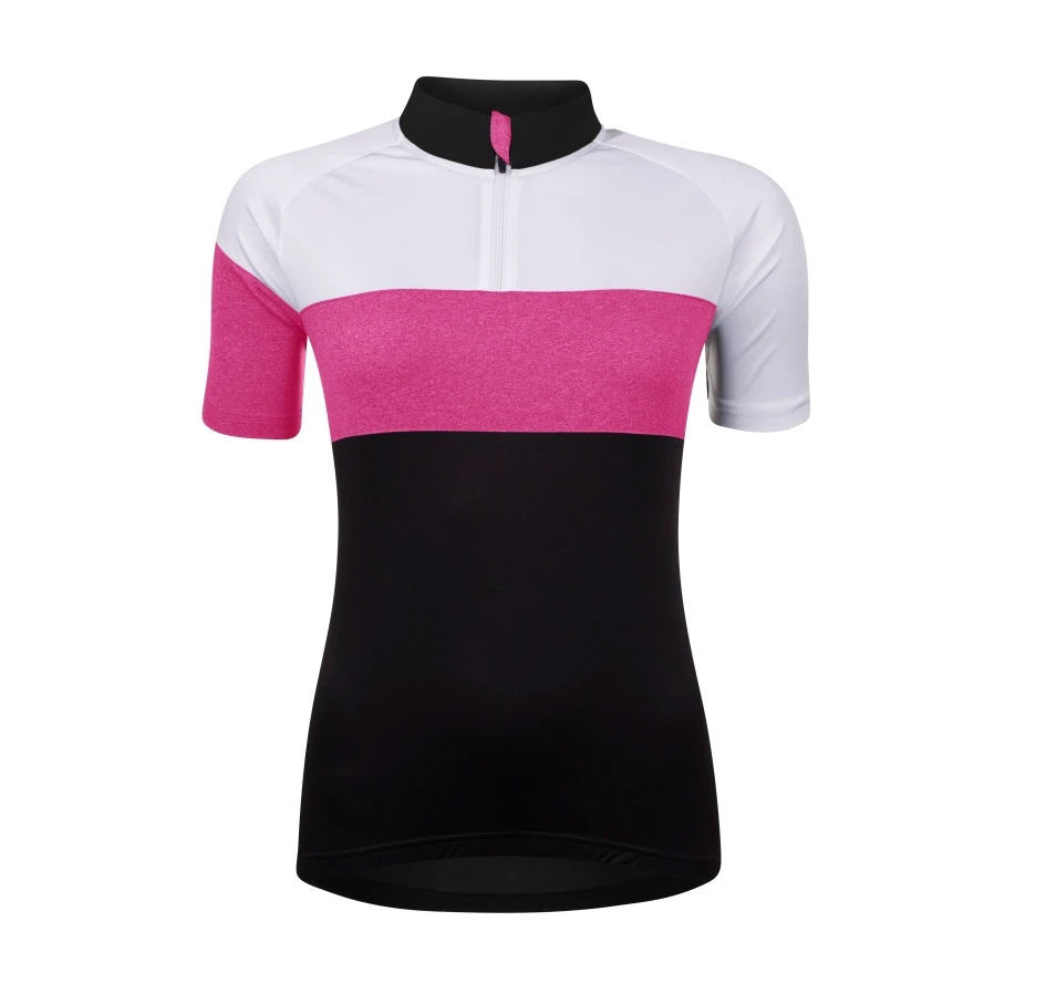 1. Bluza ciclism Force View Lady maneci scurte negru/alb/roz XL