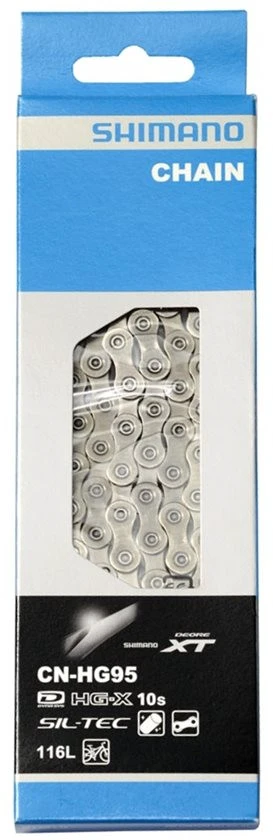 1. Lant Shimano Deore XT CN-HG95, 10 viteze, HG-X Super Narrow, 116 zale, fara nit final, nit conectare X1