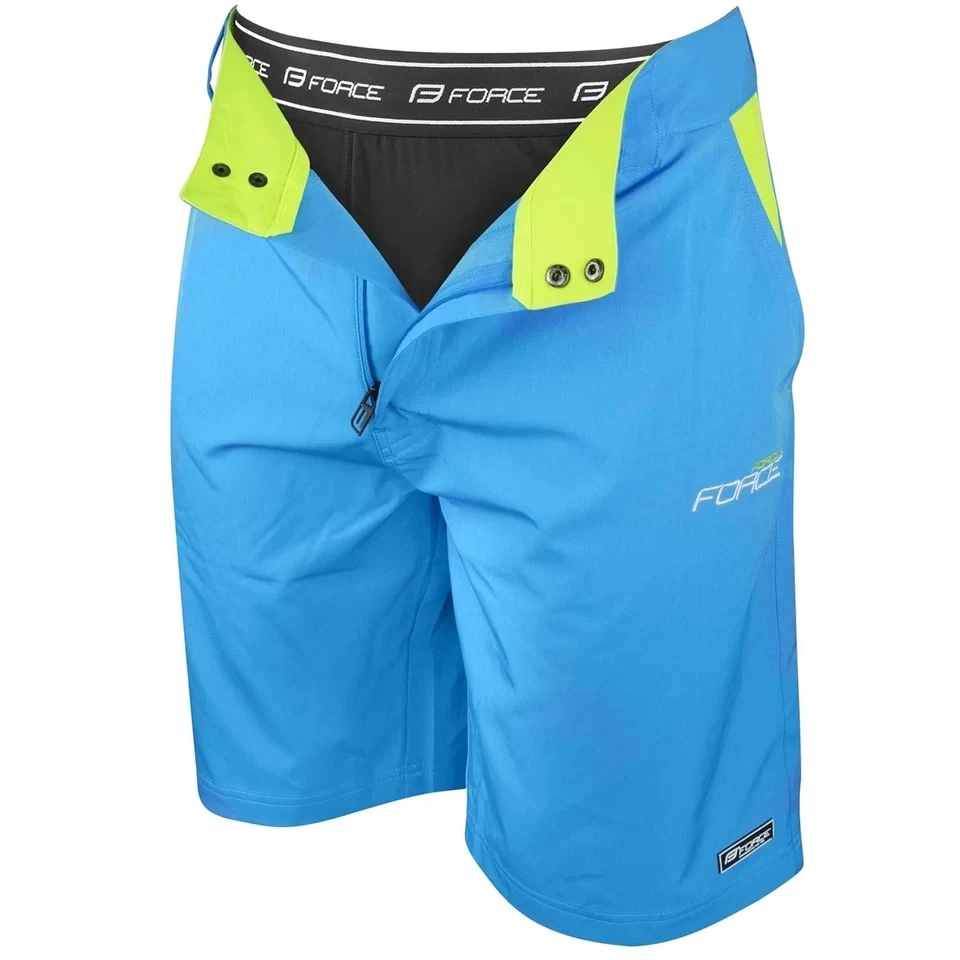 1. Pantaloni FORCE Blade MTB cu Sub-pantaloni si Bazon Albastru