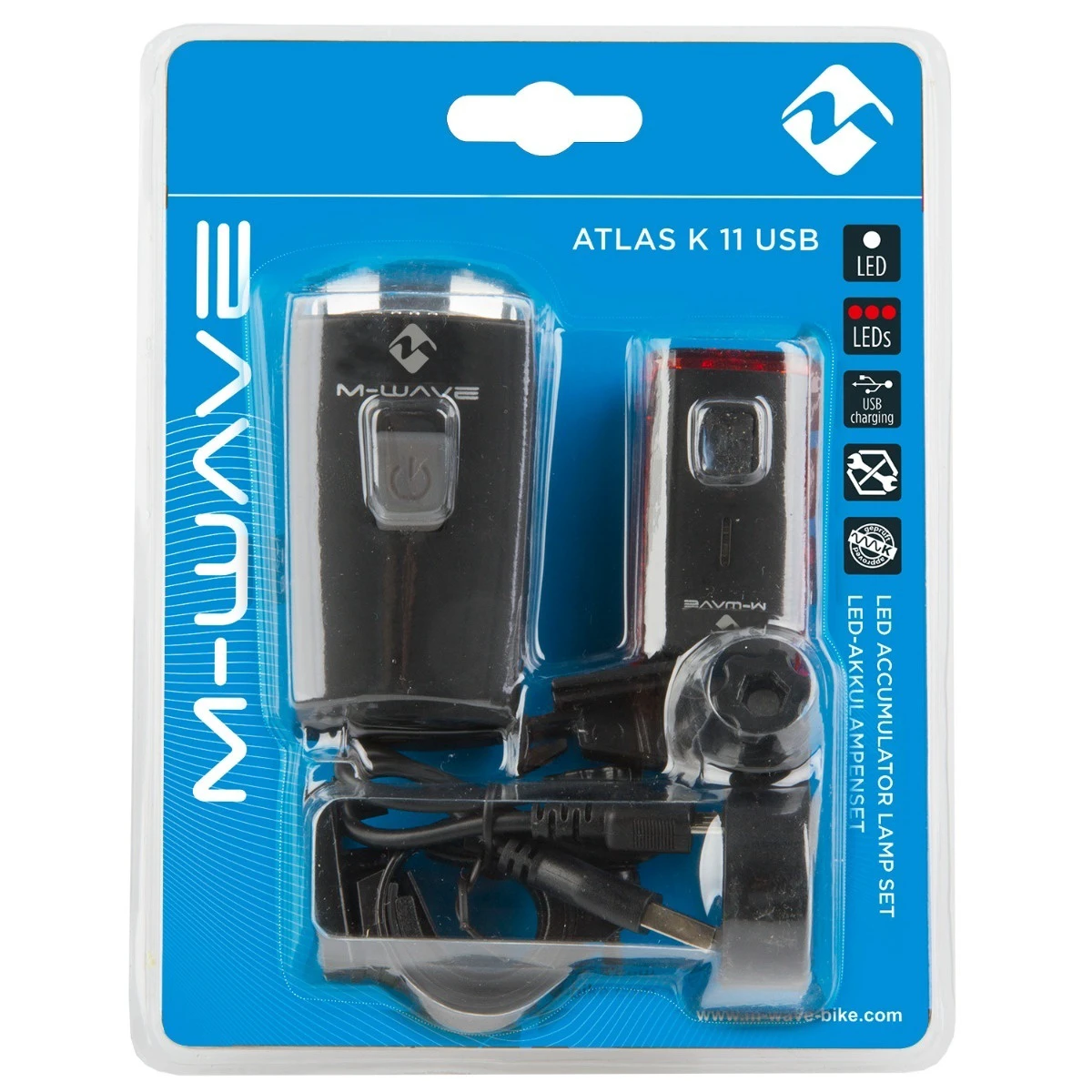 9. Set Lumini cu Acumulator M-WAVE ATLAS K 11 USB