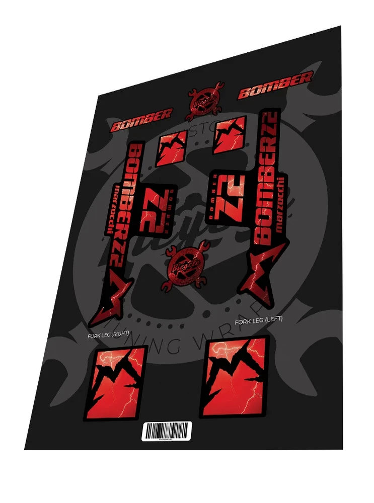 1. Set stickere adezive furca MARZOCCHI Bomber Z2 2020 Thunder Red Black