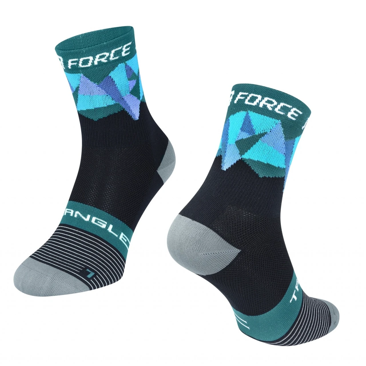 1. Sosete Force Triangle negru/turcoaz S-M