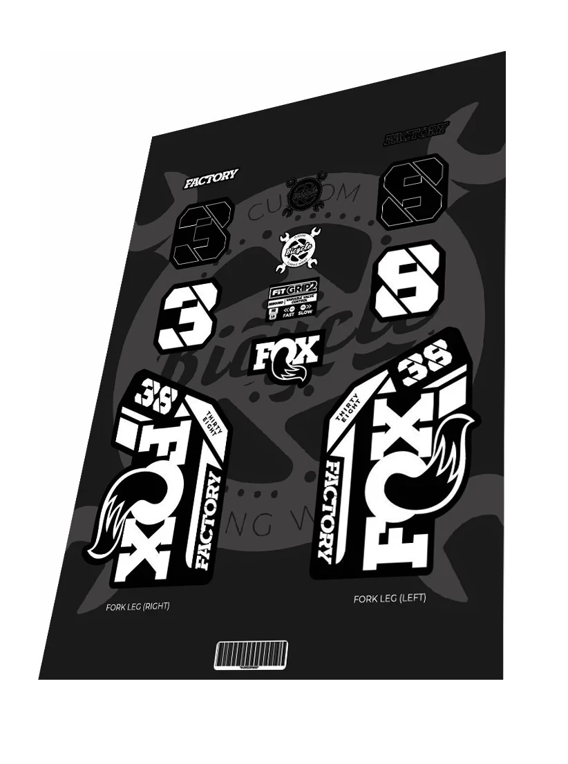 1. Stickere adezive furca FOX Factory 38 2022 Frost White
