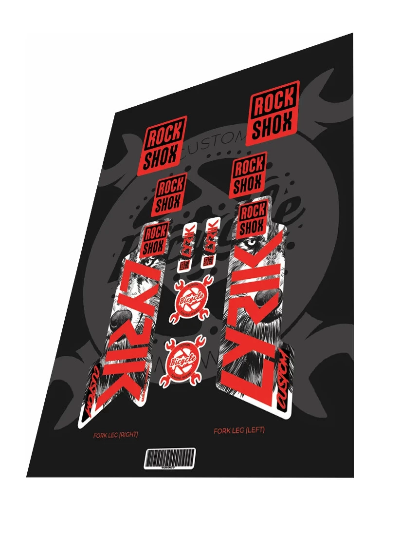 1. Stickere adezive furca ROCKSHOX Lyrik Custom Wolf Red Edition 2022