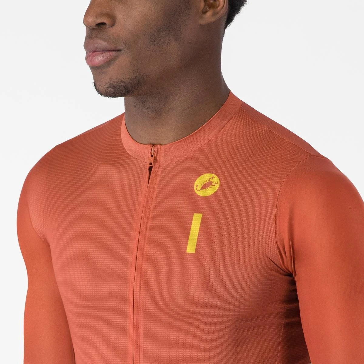 3. Tricou cu maneca scurta Castelli Drittone Logo, pentru barbati, paprika/mango mojito L
