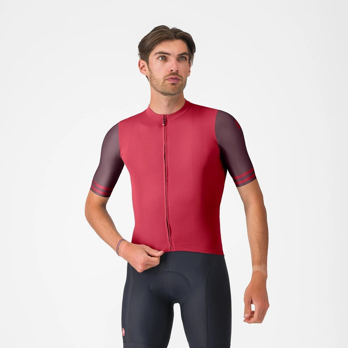 1. Tricou cu maneca scurta Castelli Prologo Lite 2, pentru barbati, rosu/bordo sky L