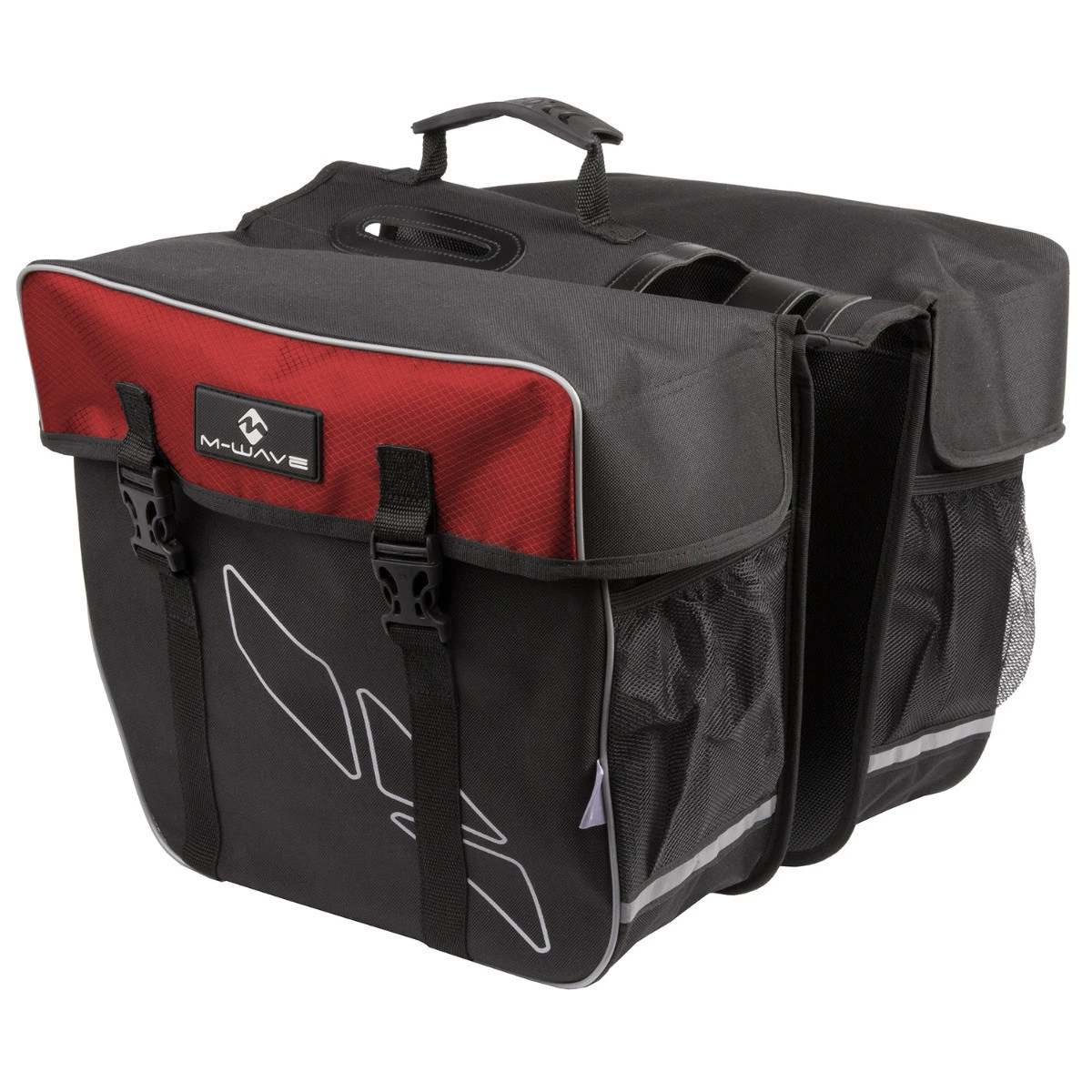 1. Geanta Portbagaj 2 Piese M-WAVE "AMSTERDAM DOUBLE" Negru/Rosu