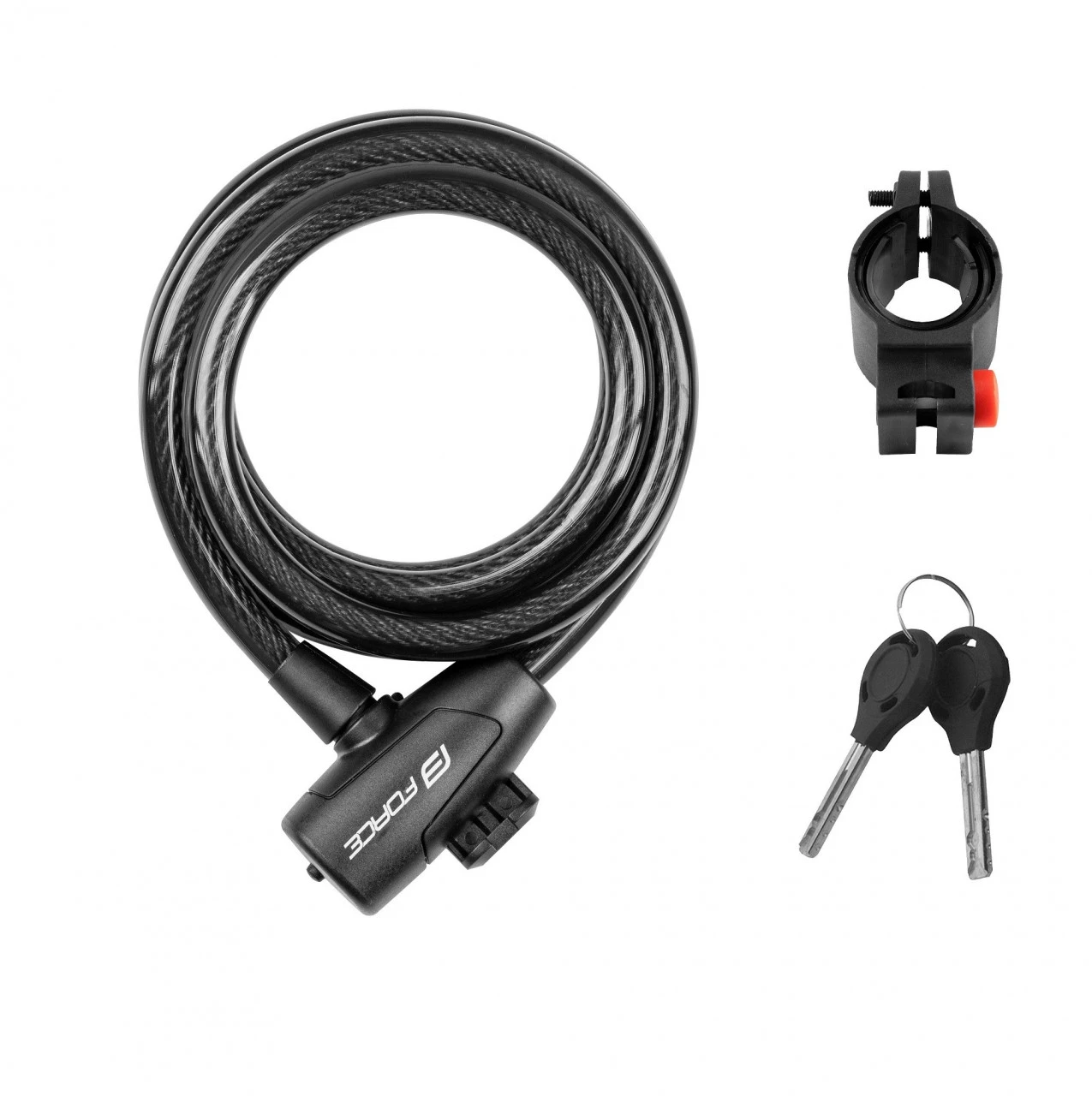 1. Lacat Force Strong spirala 180cm/12mm cu suport negru