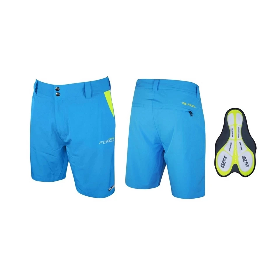 7. Pantaloni FORCE Blade MTB cu Sub-pantaloni si Bazon Albastru