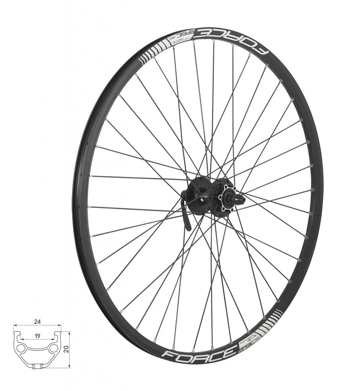1. Roata fata 26 Force Basic Disc 559x19 butuc Shimano HBM475