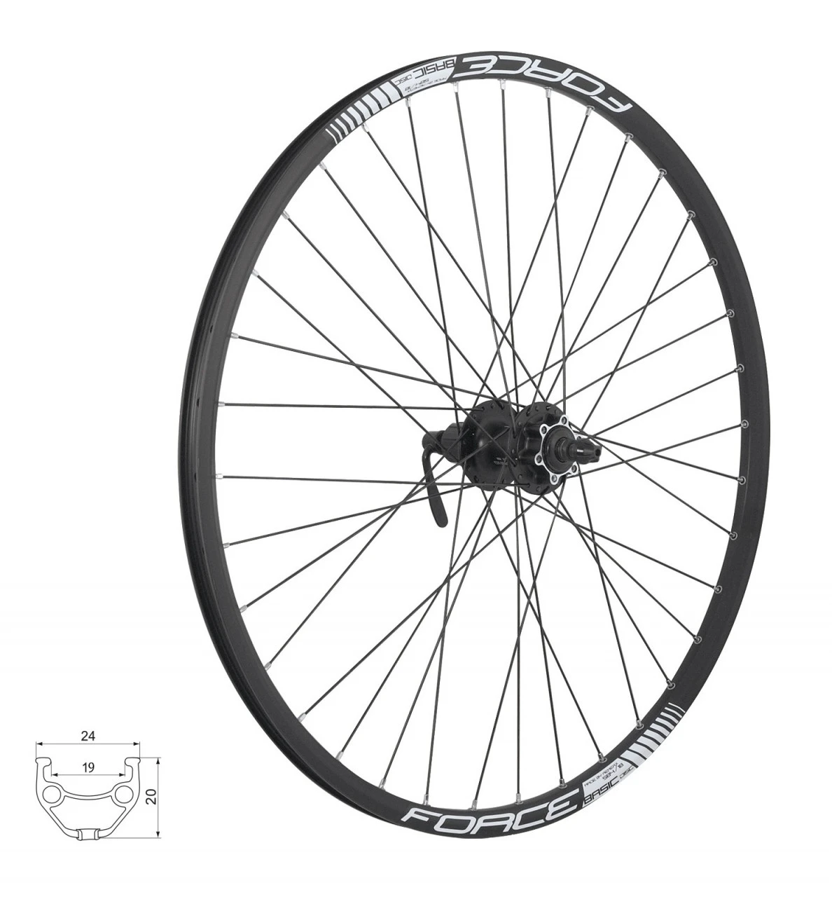 1. Roata spate 26 Force Basic Disc 559x19 butuc Shimano FHM475
