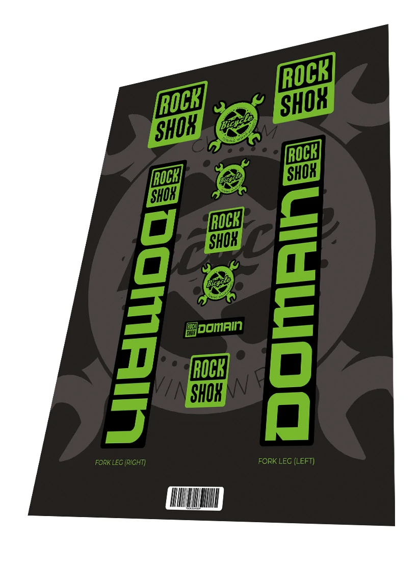 1. Set stickere adezive furca ROCKSHOX Domain Toxic Green 2023