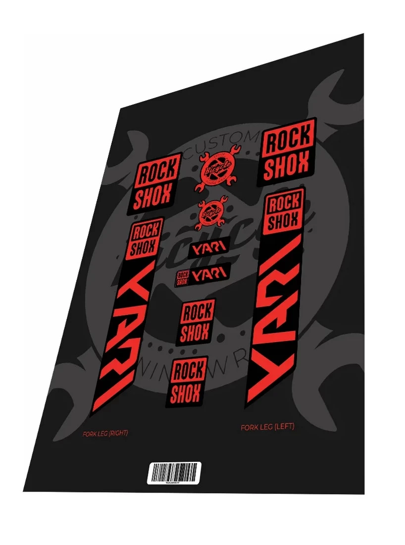 1. Set stickere adezive furca ROCKSHOX Yari Blood Red 2022