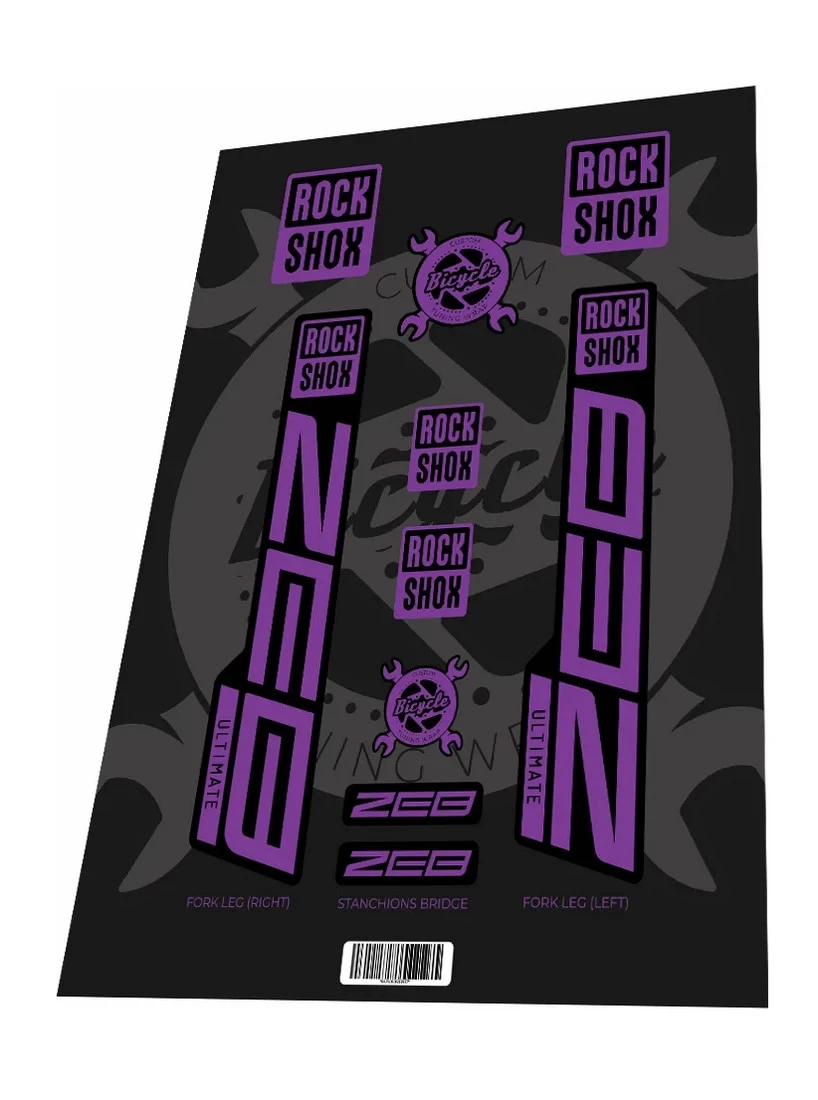 1. Set stickere adezive furca ROCKSHOX Zeb Ultimate 2022 Purple