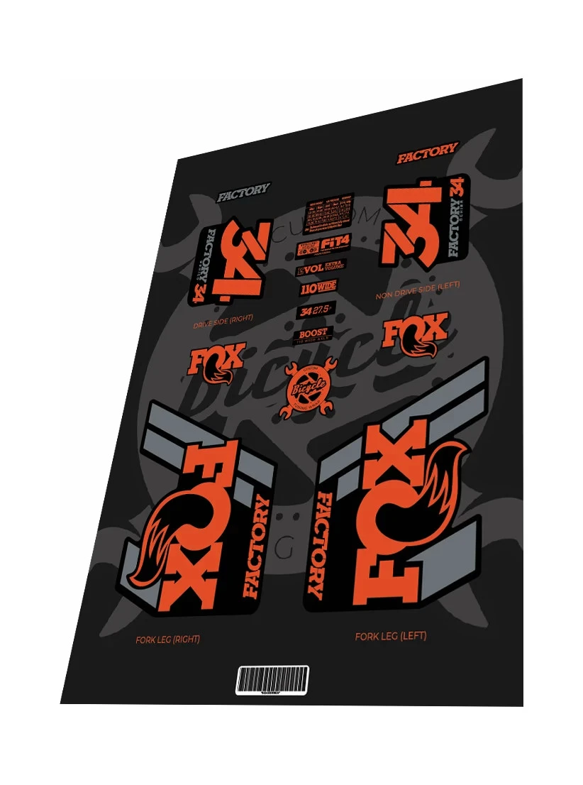 1. Stickere adezive furca FOX Factory 34 Pale Red Grey 2019