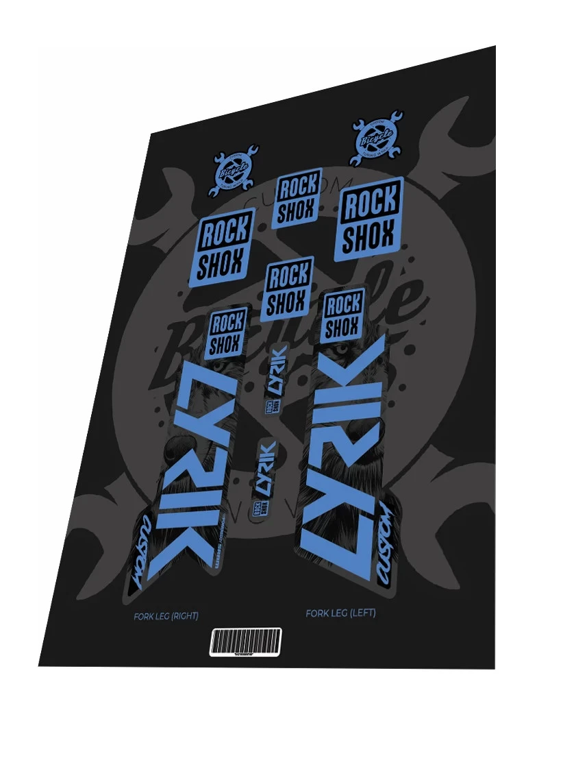 1. Stickere adezive furca ROCKSHOX Lyrik Custom Wolf Blue Edition 2022