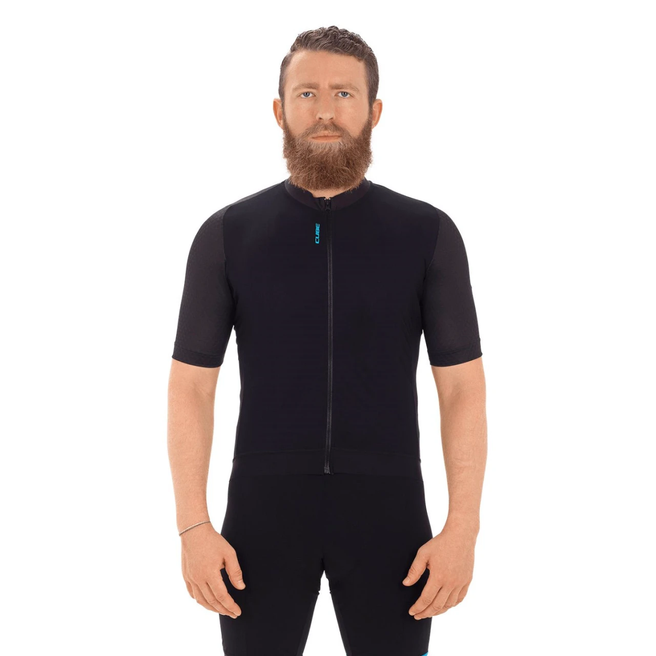 1. Tricou Ciclism CUBE SLT S/S Negru Albastru
