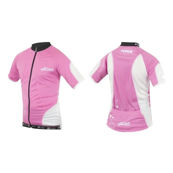 1. Tricou ciclism Force Kid Star roz/alb
