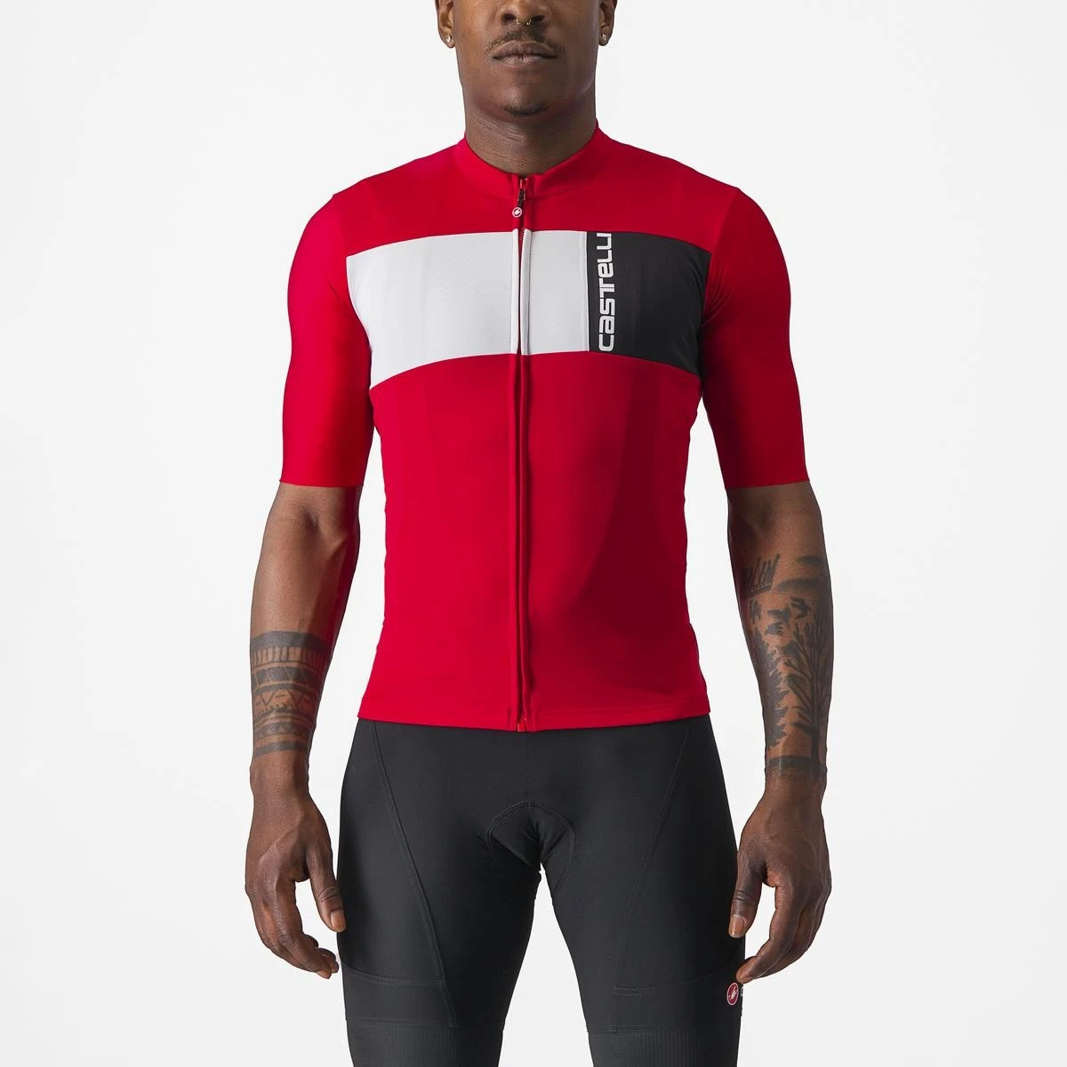 1. Tricou cu maneca scurta Castelli Prologo 7, Rosu/Alb/Negru, M