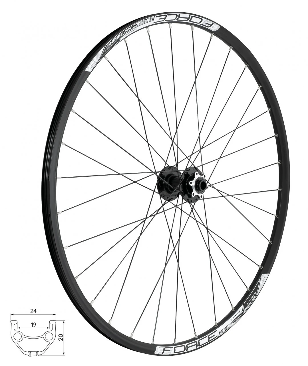1. Roata fata 28/29 Force Basic Disc 622x19 6 suruburi ax 15 mm
