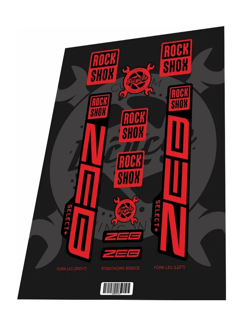 1. Stickere adezive furca ROCKSHOX Zeb Select Plus 2022 Blood Red