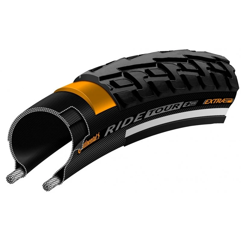 1. Anvelopa Continental Ride Tour Puncture-ProTection 37-622 (28x1 3/8x1 5/8) negru/maro