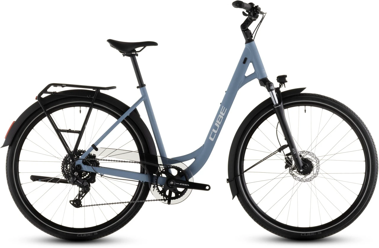 1. BICICLETA CUBE TOURING ONE EASY ENTRY BLUEBIRD GREY