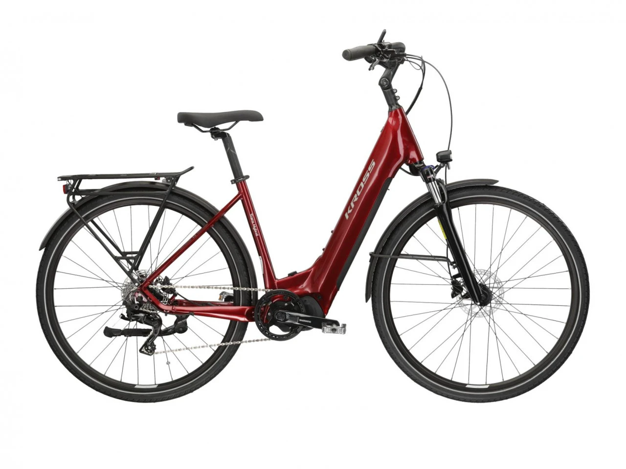 1. Bicicleta KROSS TRANS HYBRID 3.0 LS 28" Ruby-Silver-Red Glossy 24