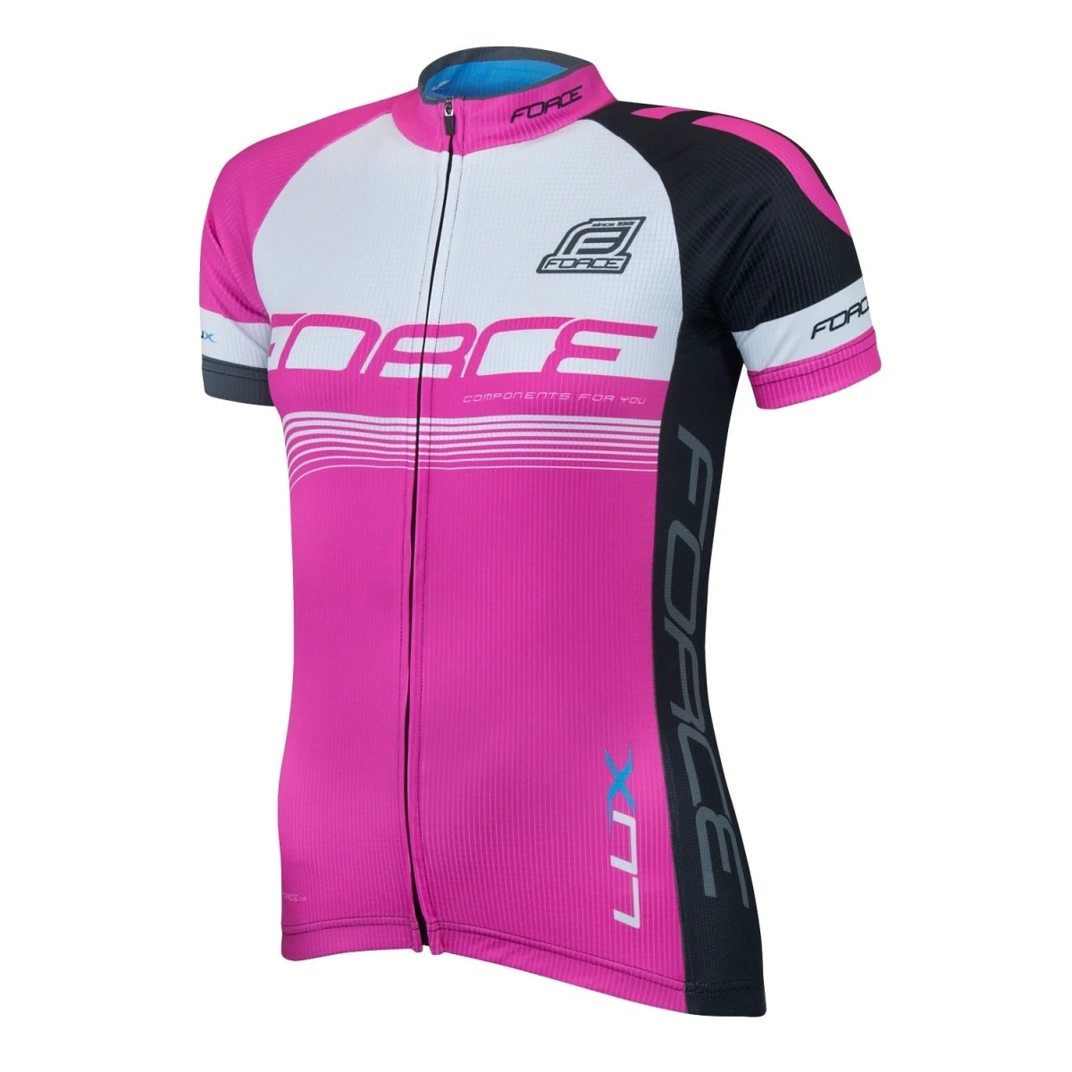 1. Bluza ciclism Force Lux dame maneci scurte roz