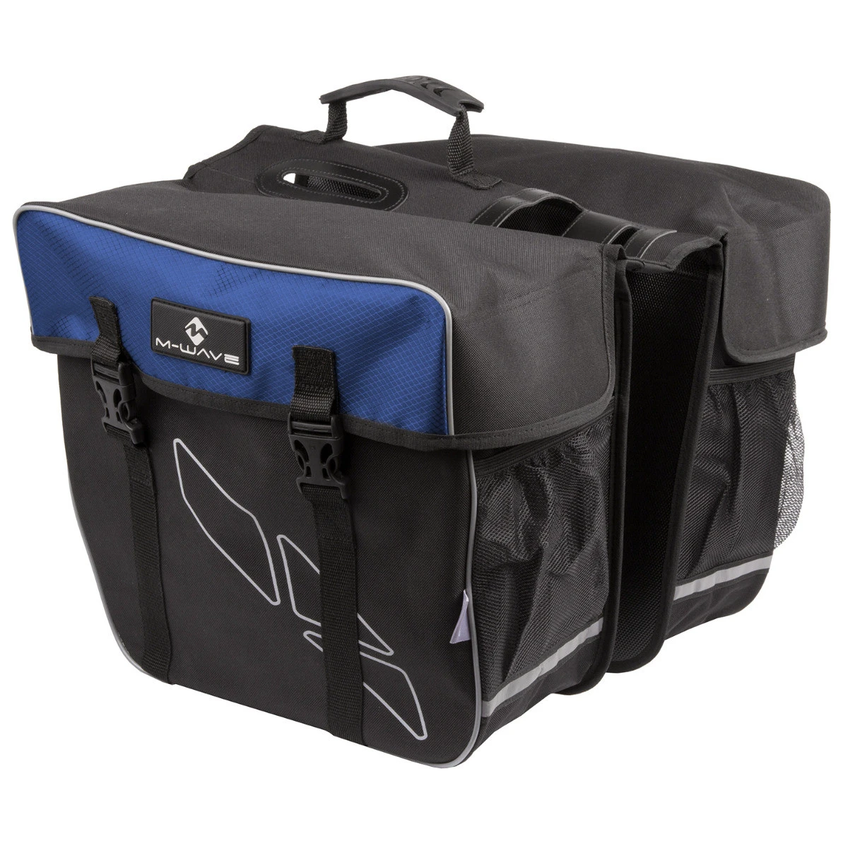1. Geanta Portbagaj 2 Piese M-WAVE AMSTERDAM DOUBLE Negru/Albastru