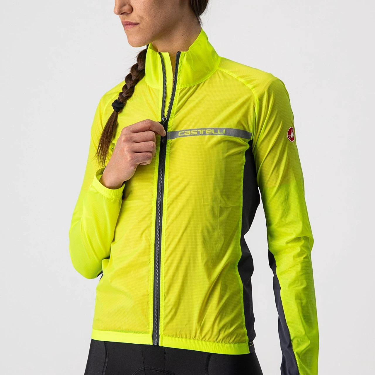 1. Jacheta de vant Castelli Squadra Stretch W de dama Galben Fluo