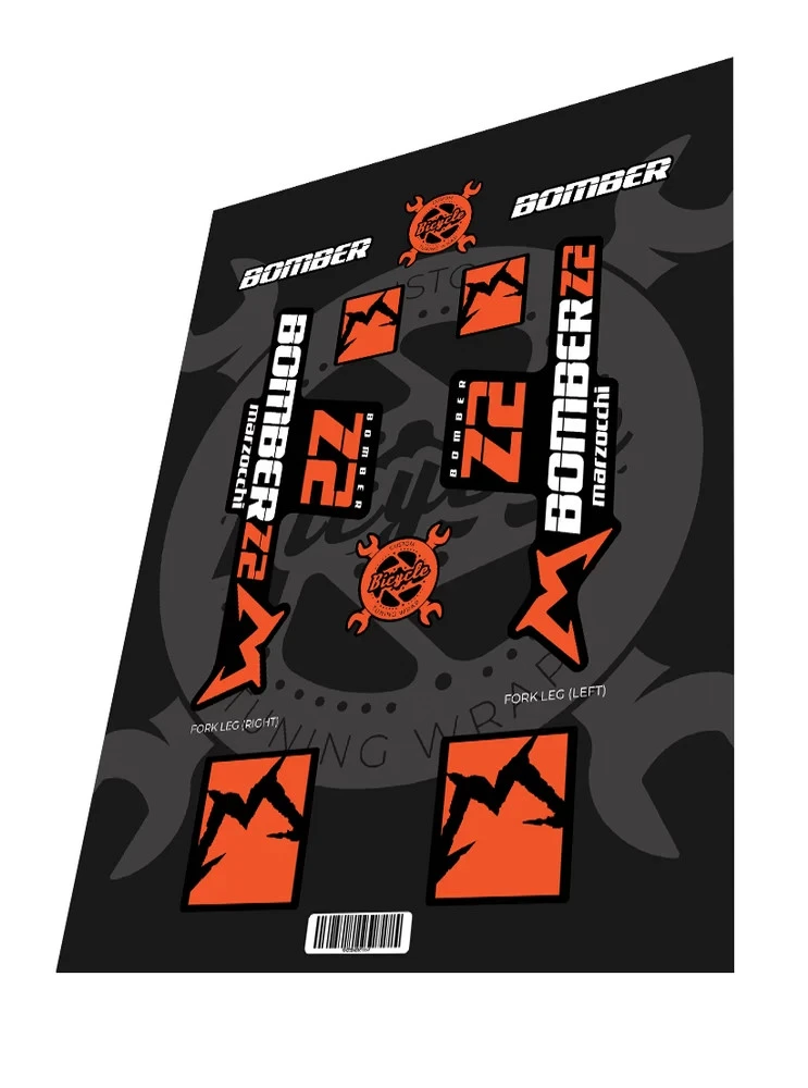 1. Set stickere adezive furca MARZOCCHI Bomber Z2 2020 Orange Black
