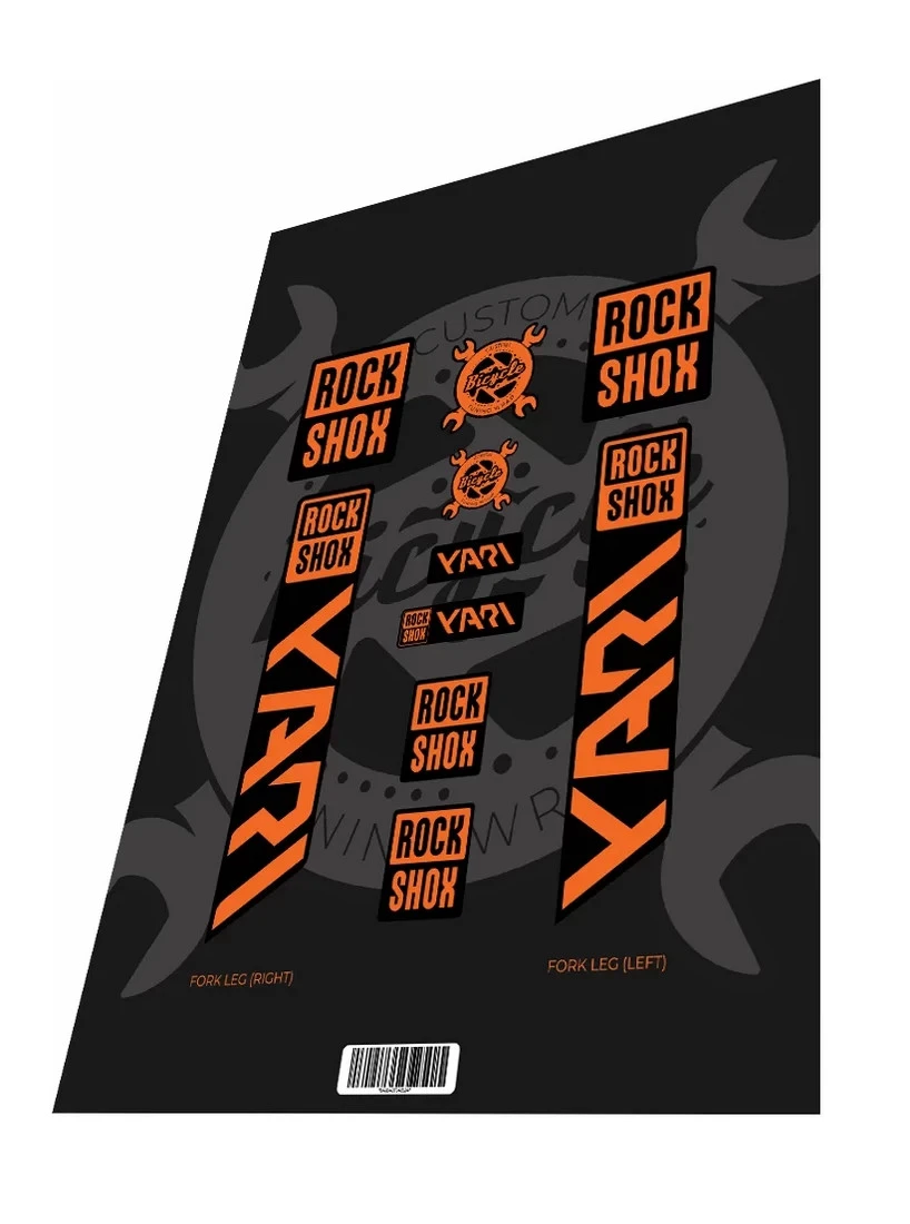1. Set stickere adezive furca ROCKSHOX Yari Orange 2022