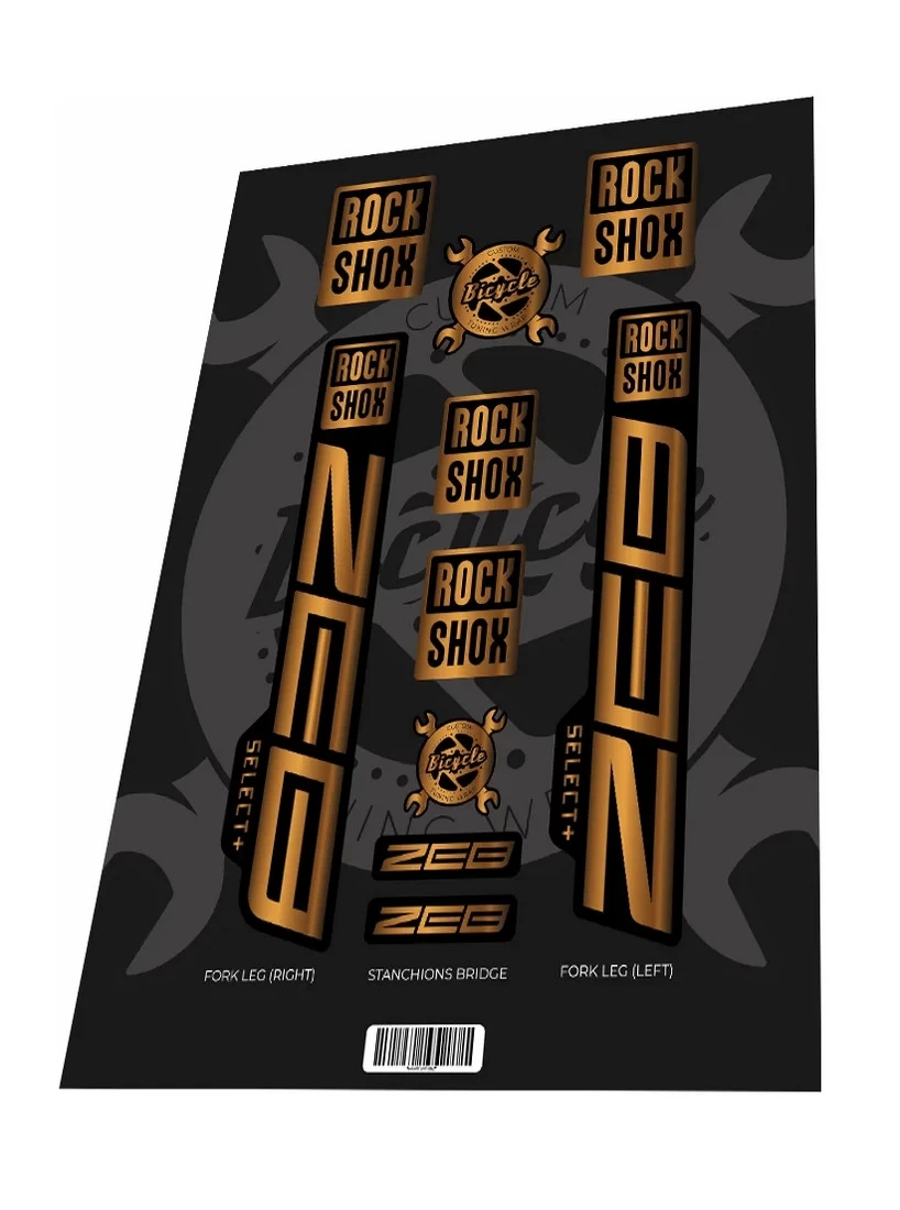 1. Set stickere adezive furca ROCKSHOX Zeb Select Plus 2022 Gold