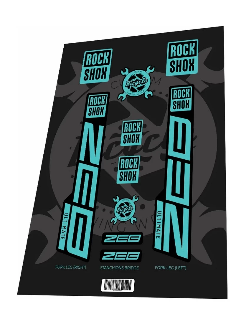 1. Set stickere adezive furca ROCKSHOX Zeb Ultimate 2022 Sky Blue