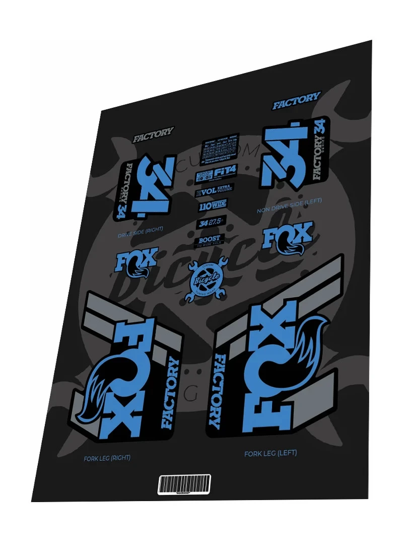1. Stickere adezive furca FOX Factory 34 Blue Grey 2019