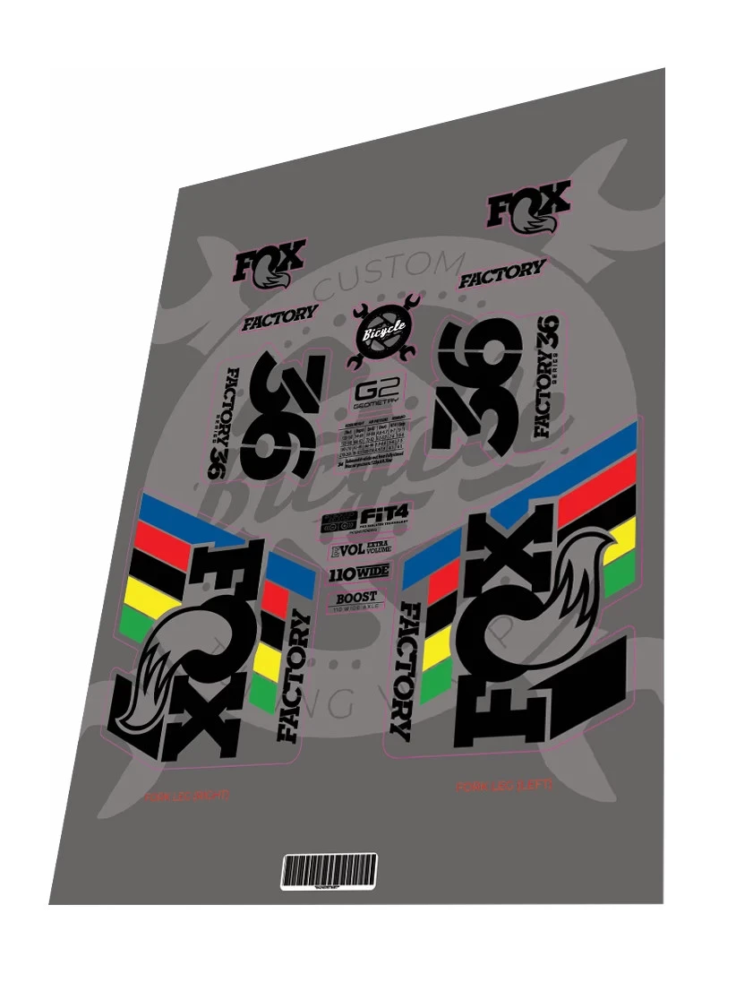 1. Stickere adezive furca FOX Factory 36 2019 UCI Edition Clear