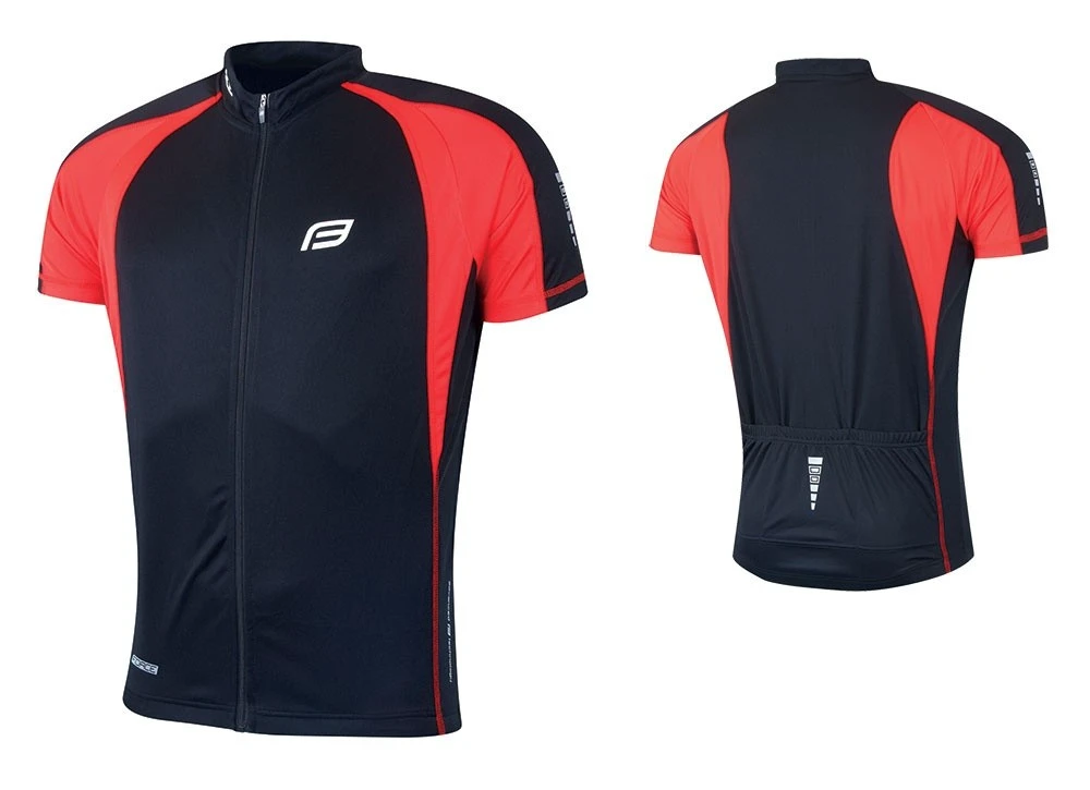 1. Tricou ciclism Force T10 negru/rosu