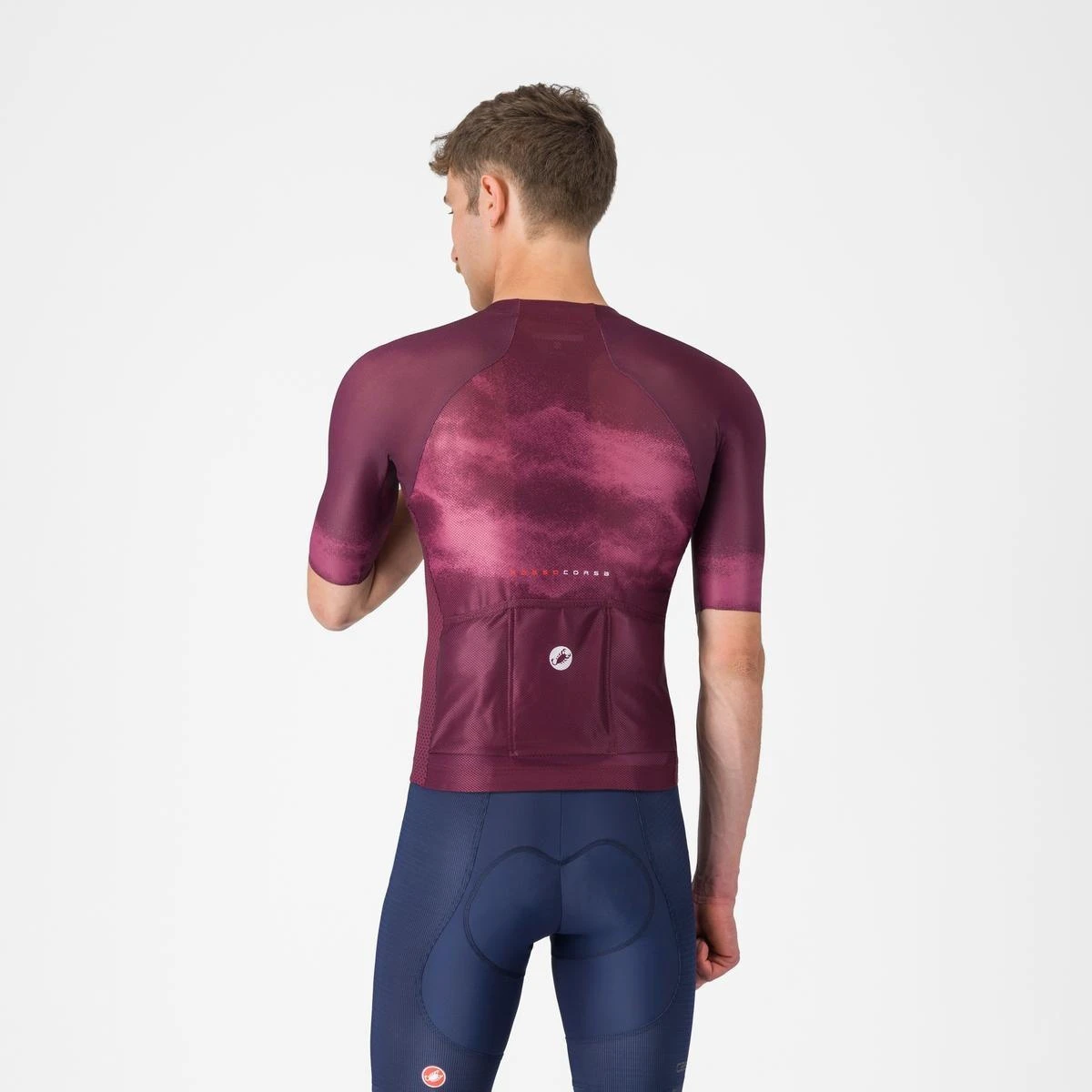 2. Tricou cu maneca scurta Castelli Climbers A/C, pentru barbati, alb/bordo XXL
