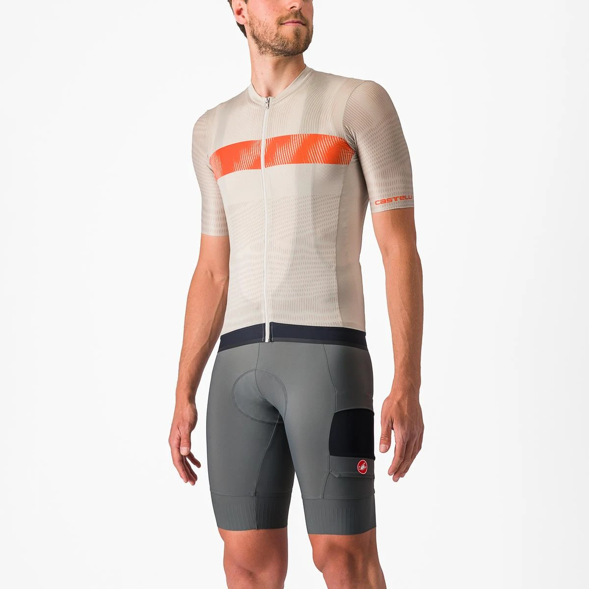 2. Tricou cu maneca scurta Castelli Unlimited Endurance, Gri/Portocaliu, XL